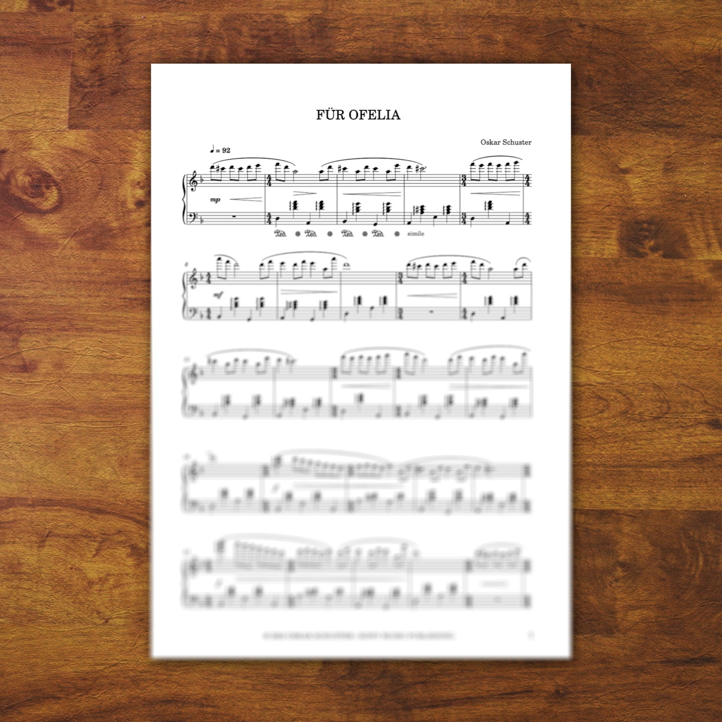 Piano Sheets "Für Ofelia"