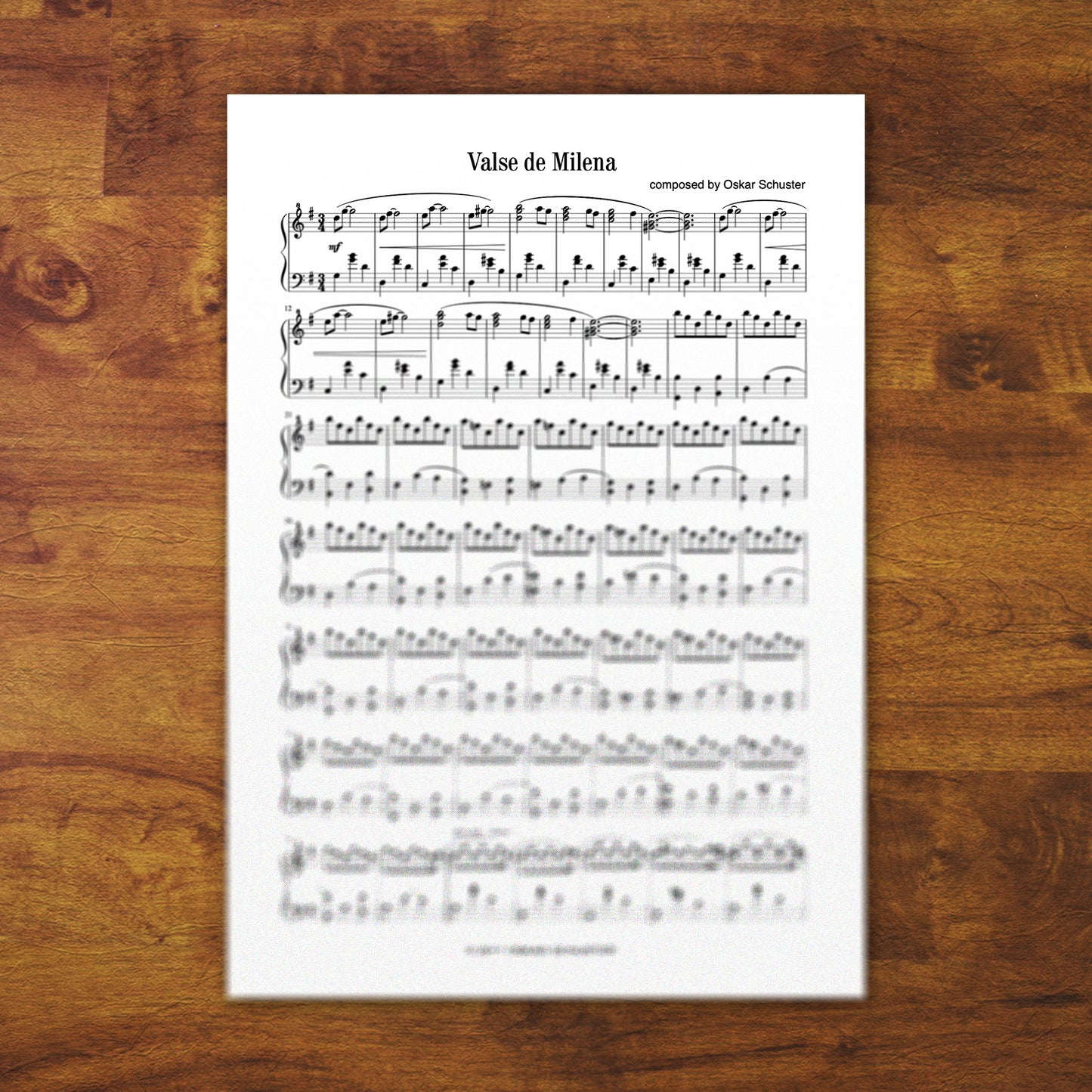 Klaviernoten "Valse de Milena"