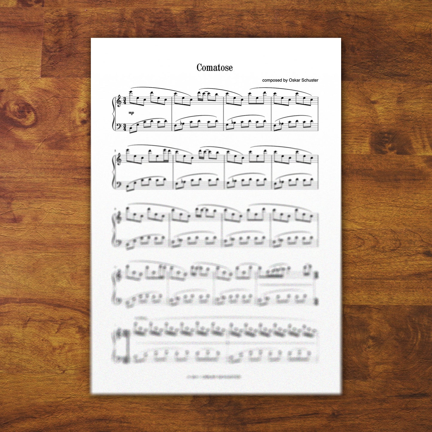 Piano Sheets "Comatose"